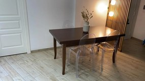 Tavolo classico da pranzo classico in legno noce lucido 130x85 cm