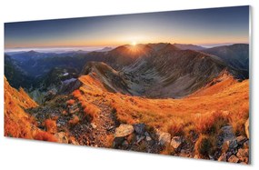 Quadro su vetro acrilico Montagne Sunset 100x50 cm