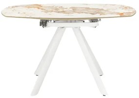 Tavolo in pietra effetto marmo Pandora ROUND con piano girevole D135 cm