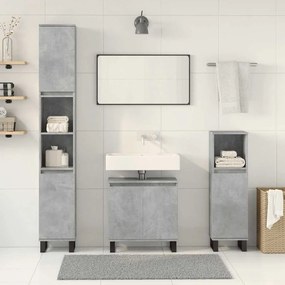 Set mobili da bagno 3 pz grigio cemento in legno multistrato