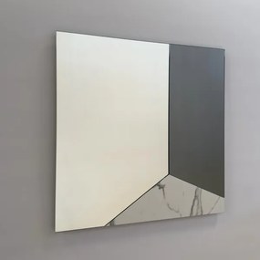 Specchio moderno 80x80 cm vetro fumč e laminato effetto bianco - THOMAS