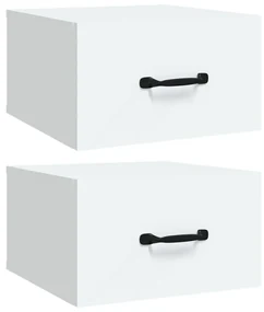 Comodini a muro 2 pz bianchi 35x35x20 cm