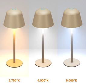 Lampada da Tavolo Ricaricabile 2.2W, IP54 CCT Dimmerabile, Beige/Sabbia Colore del corpo Beige