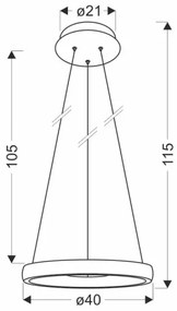 Lampadario LED a sospensione con filo HASHIM LED/22W/230V diametro 40 cm rame