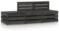 Set Salotto da Giardino 3 pz in Legno di Pino Impregnato Grigio 3068052