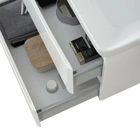 Mobile bagno sospeso 80 cm bianco lucido con specchio reversibile Zen