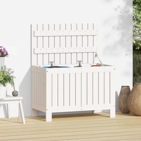 Contenitore Giardino Bianco 76x42,5x54cm Legno Massello Di Pino /