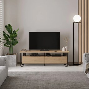 Tavolo TV in rovere di colore naturale 150x45 cm Dilly - Marckeric