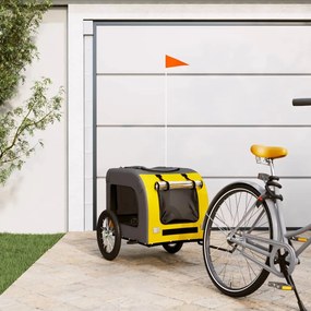 Rimorchio Da Bici Per Animali Giallo E Grigio Oxford E Ferro /