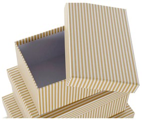 Set di Scatole per Sistemare Impilabili DKD Home Decor Bianco Quadrato Cartone Senape (43,5 x 33,5 x 15,5 cm)
