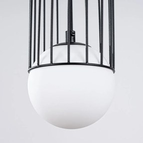 Lampadario bianco/nero con paralume in vetro Belinda – Sollux