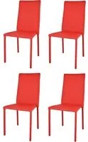 Set 4 sedie impilabili Julia Tommychairs, struttura in acciaio imbottita e rivestita in finta pelle colore rosso