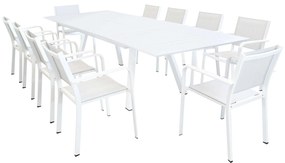 SPLENDOR - set tavolo in alluminio cm 200/300 x 110 x 75 h con 10 poltrone Splendor