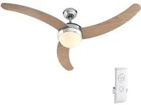 Ventilatore da Soffitto 3 Pale Legno con Lampada e Telecomando Diametro 122cm