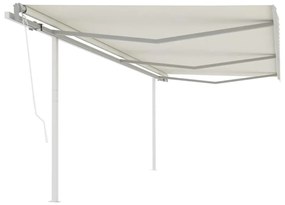 Tenda da Sole Retrattile Automatica con Pali 6x3,5 m Crema