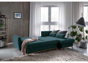 Divano letto angolare turchese, angolo destro Scandic Lagom - Miuform