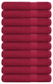 Asciugamani 10 Pz Bordeaux 100x200 Cm 360 G/m² 100% Cotone /