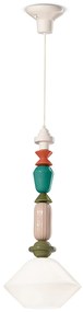 Sospensione Media Vintage Decò Lariat Ceramica Bianco Latte 1 Luce E27