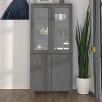 Credenza HAMAR in Legno Massello di Pino Grigio Scuro