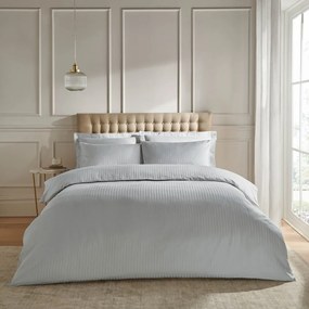 Set copripiumino e federa grigio in tessuto damascato per letto matrimoniale e per letto esteso 230x220 cm Satin Stripe – Catherine Lansfield