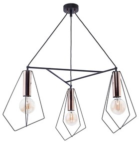 Jupiter 1666 - Lampadario a sospensione con filo KAIR 3xE27/60W/230V nero/rame