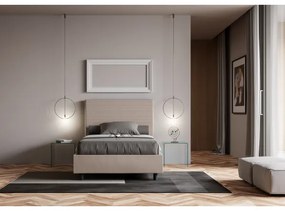 Letto contenitore imbottito 140x190 similpelle tortora Focus