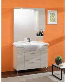 Mobile sottolavabo e lavabo Rimini larice L 100 x H 80 x P 33.5 cm 1 vasca 2 cassetti