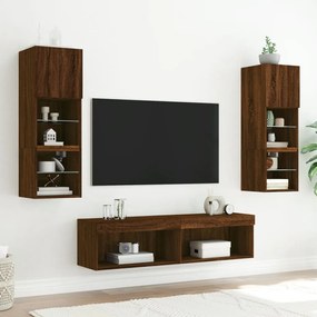 Mobili porta tv con luci led 2 pz rovere marrone 60x30x30 cm