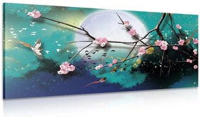 Quadro su tela – Rami dell'albero sotto la luna piena