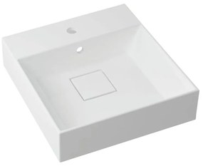 Lavabo da incasso con bordo a vista d'appoggio bacino al centro rettangolare Neo L 46 x H 15 x P 49 cm in resina bianco