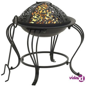 vidaXL Braciere con Attizzatoio 49 cm in Acciaio