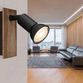 Globo 57998-1W - Faretto da parete DREW 1xGU10/35W/230V legno/nero