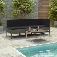 Set Divani da Giardino 3 pz con Cuscini in Polyrattan Grigio 310204