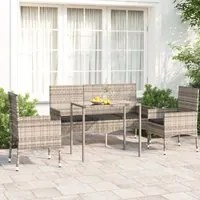 Set Divani da Giardino 4 pz con Cuscini in Polyrattan Grigio 319505