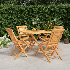 Set Da Pranzo Per Giardino 5 Pz İn Legno Massello Di Teak /