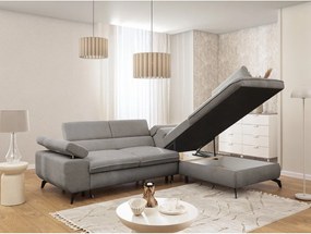 Divano angolare grigio chiaro (con penisola a destra/a L) con rivestimento in ciniglia Marbeya – Ropez