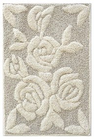 Tappeto bagno in cotone con disegno Rose in rilievo beige