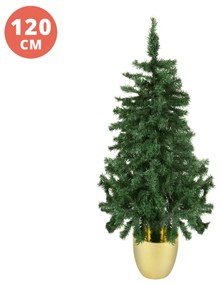 Albero di Natale 120 cm verde con vaso oro