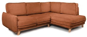 Divano angolare arancione allungabile con rivestimento in velluto a coste Tori – Bonami Selection