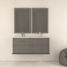 Mobile da bagno sotto lavabo BADEN HAUS TIFFANY grigio laccato opaco L 120 x H 55 x P 46 cm 2 cassetti, lavabo non incluso