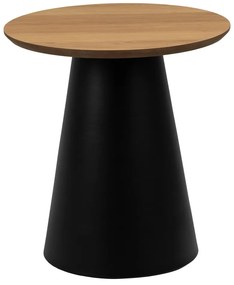 Tavolino rotondo nero e naturale con piano in rovere ø 45 cm Soli - Actona