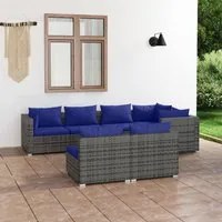 Set Divani da Giardino 7 pz con Cuscini in Polyrattan Grigio 3102390