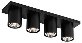 Faretto moderno da soffitto nero a 4 luci - Tubo