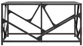 Tavolino con piano in vetro nero 78,5x40x41 cm acciaio