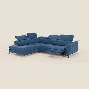 Arcos Divano angolare - piedini alti e poggiatesta reclinabili in microfibra impermeabile T11 blu