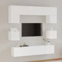 Set Mobili Porta TV 8pz Bianco in Legno Multistrato cod mxl 14699