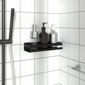 Mensola Doccia Nera Opaca 30x10x6cm Acciaio Inox 304 Spazzolato /