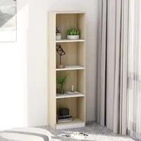 Libreria a 4 Ripiani Bianco e Sonoma 40x24x142cm in Multistrato 800842