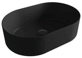 Lavabo da appoggio OLYMPIA CERAMICA Open ovale in ceramica L 60 x H 16 x P 40 cm nero lucido piletta non inclusa