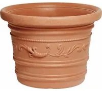 Vaso Tondo Festonato 45Cm in Resina colore Terracotta Doppio Bordo